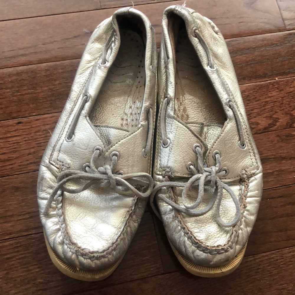 Sperry metallic gold loafers